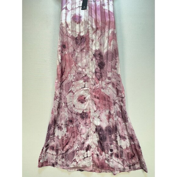 Lulus Sparkling Summer Purple Floral Lurex Maxi Dress Womens Sze L Boho Slit NWT - Picture 13 of 16